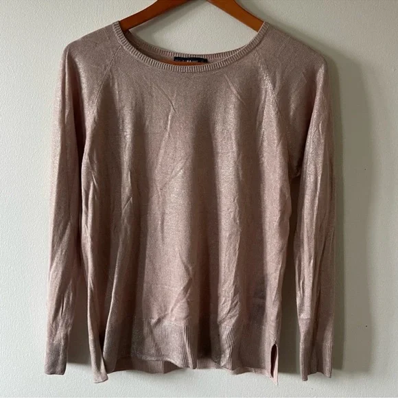 Zara Iridescent Dusty Pink Long-Sleeve Knit Top - Picture 2 of 4